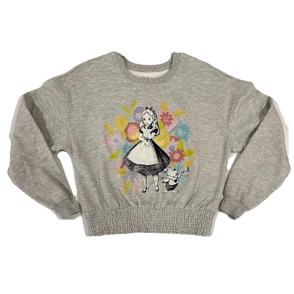 DISNEY Alice and Wonderland Graphic Grey Sweatshirt Size XL